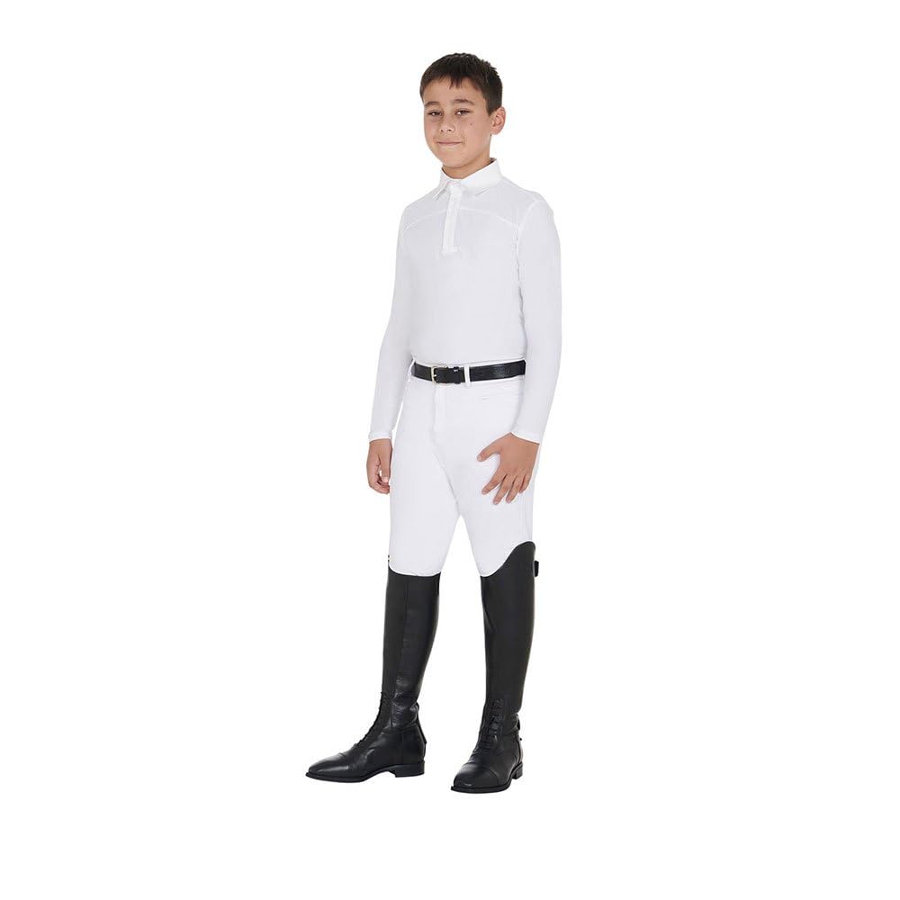 Equestro Polo A Maniche Lunghe Junior Competition Jersey Buttons 12 Years