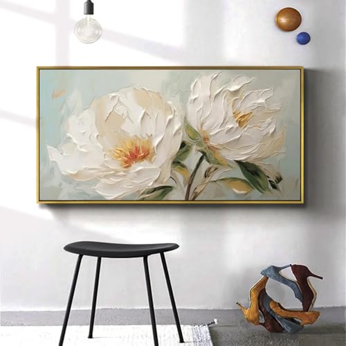 Toile fleur dorée 90x183 cadre mural salon peinture grand format