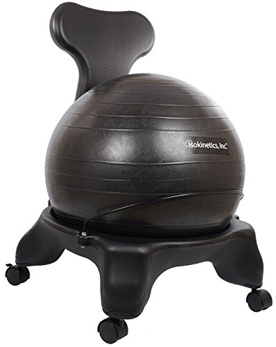 Isokinetics Inc. Balance Exercise Ball Chair - Black 52cm Ball - Standard Height Frame - Office Size 60mm/2.5' Wheels - Adult Size