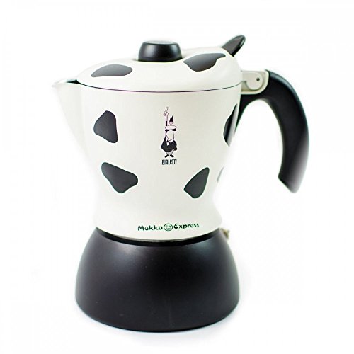 Bialetti Moka Mukka Express Caffettiera per Cappuccino Espresso Cremoso, Alluminio, Bianco, 2 tazze