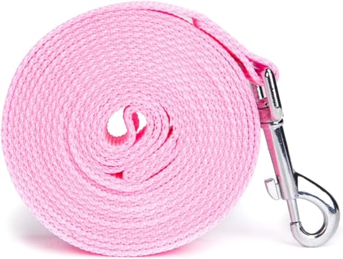 Image of 10 Feet Nylon Training Dog Leash for Small Medium Large Dogs Puppy Lead for Obedience Recall Training, Camping (Pink)