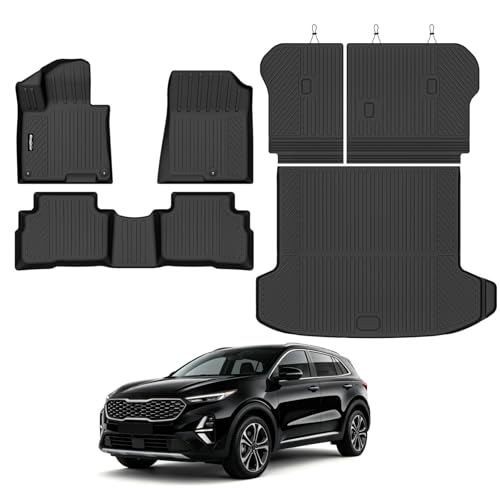 Bingoliner Floor Mats for 2026 Kia Sportage Hybrid (Only for HEV Not for PHEV) Trunk Mat and Backrest Mat All Weather TPE Protector for Kia Sportage Hybrid Accessories Floor Liner