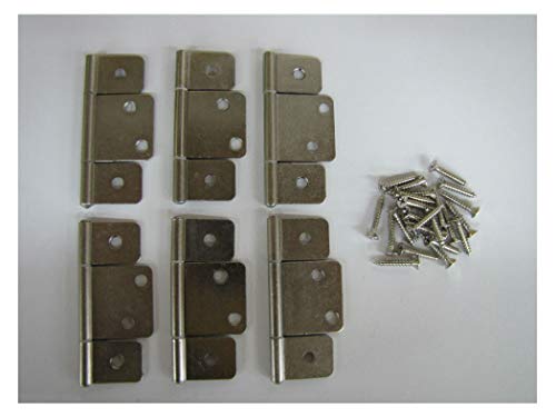 Mobile Home RV Parts Interior Door Hinges Package of 6 Non-Mortise Satin Nickel