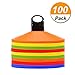 [ 100 Pack ] Disc Cones Agility Soccer Cones with Holder for Training, Football, Kids, Sports, Field Cone Markers,Soccer disc Cones (100)