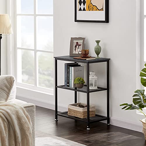 Vecelo Tall End Side Tables, 30" Height Nightstand With 3-Tier Storage Shelf For Bedroom Living Room, Easy Assembly,Industrial Style, 1-Pack, Charcoal Grey #TOP1