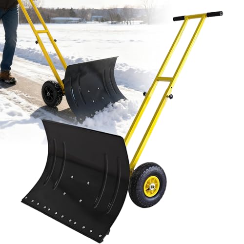 EAGWON Snow Shovel, 29” Wide Heavy-Duty Metal Snow Pusher,