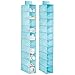 mDesign Juego de 2 estanterías colgantes con 10 apartados – Organizador colgante de fibra sintética con estampado de puntos – Estantes para colgar en la habitación de los niños – azul turquesa/blanco