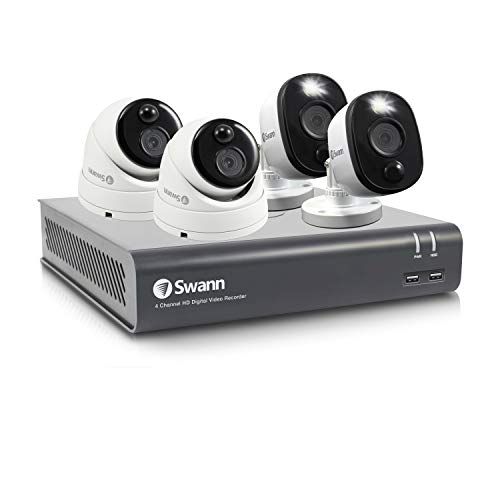 Swann Home Security Camera System, 4 Cameras 4 Channel 1080p Wired Surveillance CCTV DVR, Night Vision, Motion Detection with 1TB Hard Drive