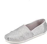 TOMS Niñas Glitter Alpargata Mocasines, Plateado, 32.5 EU