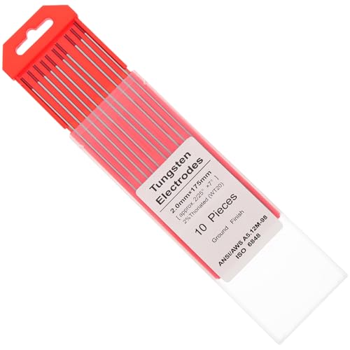 CLISPEED Varilla Soldadura Tungsteno Wt20 2.0 MM X 175 MM, Electrodo Toriado para Soldadura Tig en Trabajos Aleaciones de Níquel y Titanio
