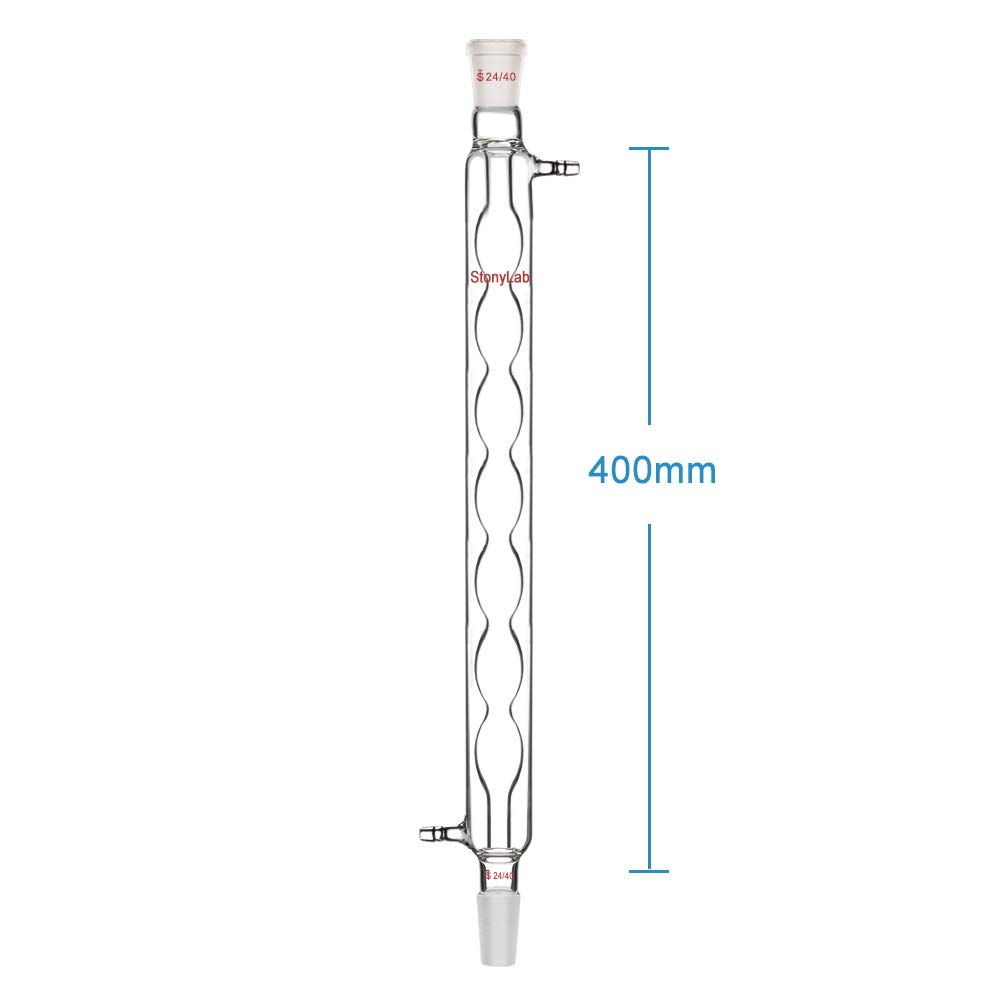 StonyLab skraplacz ze szkła borokrzemowego Allihn ze złączem 24/40 mm długość kurtki ze szkła laboratoryjnego
