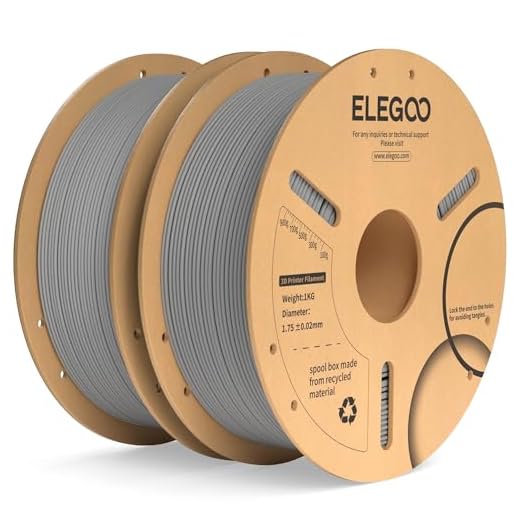 ELEGOO PLA Plus Filament 1.75mm Gray 2KG, PLA+ Tougher and Stronger 3D Printer Filament Pro Dimensional Accuracy +/- 0.02mm, 2 Pcs 1kg Spool(2.2lbs) Fits for Most FDM 3D Printers