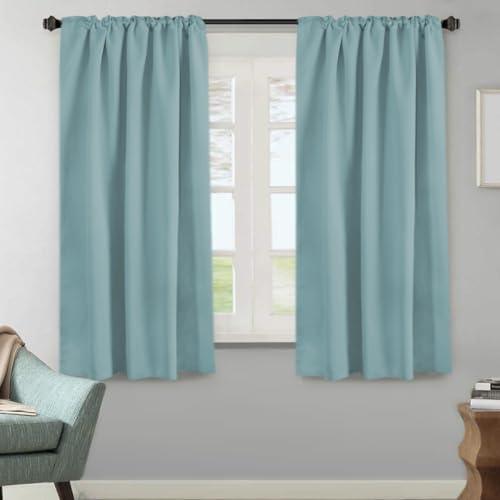 Image of H.VERSAILTEX Blackout Curtains Thermal Insulated Window Treatment Panels Room Darkening Blackout Drapes for Living Room Back Tab /Rod Pocket Bedroom Draperies (2 Panels, Mineral Blue, 52 x 63 Inch)
