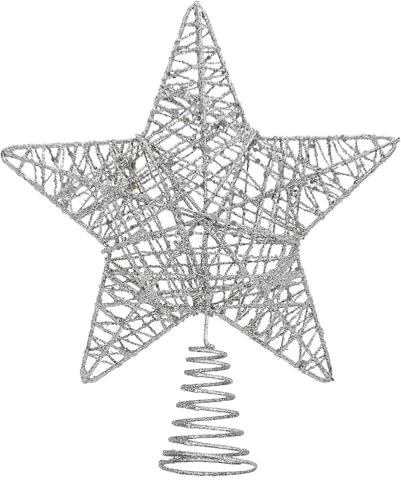Christmas Tree Topper Christmas Tree Star Silver Glitter Star for Decorations Xmas Tree Decs