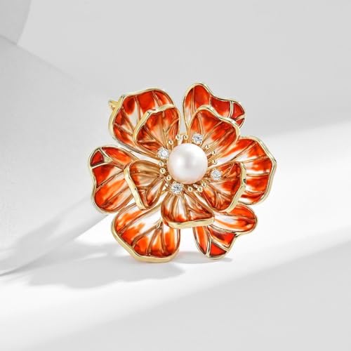 Image of Flower Brooch Pin - Rhinestone Flower Pin 18k Gold Plated - Thanksgiving Day, Birthday, Wedding Gifts for Mom, Wife