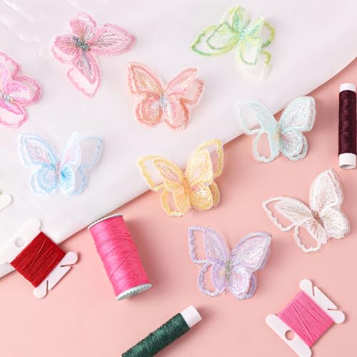 Lusofie 583609_1_8Z5TFAXJ 18Pcs Butterfly Lace Applique 9 Color Fabric Butterflies Double Layer 3D Butterfly Lace Trim Butterfly Patches thumb #7