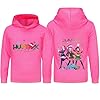 guangyoucai Kpop Girls Hoodie Unisex Kids Long Sleeves Pink Cartoon Print Jumper Top Ages 2-13 Years(Rose Red-150cm)