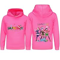 guangyoucai Kpop Girls Hoodie Unisex Kids Long Sleeves Pink Cartoon Print Jumper Top Ages 2-13 Years(Rose Red-150cm)
