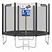 SONGMICS Trampolin 305 cm, Gartentrampolin für Kinder mit Sicherheitsnetz, Randabdeckung, Leiter, 180 cm hohe gerade Stangen, Stahlrahmen, schwarz STR101BZ01
