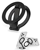 Magnetic Phone Grip for Magsafe, Foldable 360°Rotation Kickstand Mag Safe iPhone Stand, Dual-Sided Magnet Finger Loop Cellphone Ring-Style Holder for Apple 17/16/15/14/13/12 Series&Magnetic Car Mount