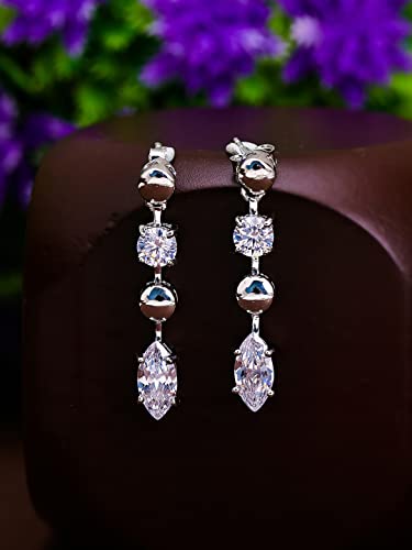 Image of Pissara Designer 925 Sterling Silver Valentine Day Gift Cubic Zirconia Earrings For Women And Girls|with Authenticity Certificate, 925 Stamp & 6 Months Warranty (E104600)