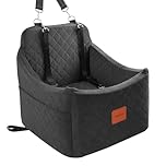 INDYBUD Dog Car Seats for Small Medium Dogs, Portable Detachable Washable Puppy Car Seat for Dog Up to 35lbs, Pet Booster Seat with Storage Pockets and Safety Belt (Black, Medium)