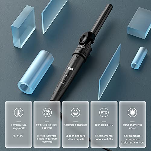 Ferro arricciacapelli 6 in 1 LCD, rivestimento in
