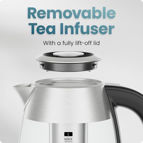 CHEFMAN Lightning High-Powered Electric Kettle, 1.8L 1750W, Rapid Boil 2 Cups in 2 Minutes, BPA Free Cordless Tea Kettle with Digital Temperature Control and 1-Hour Keep Hot – Stainless Steel - image 6