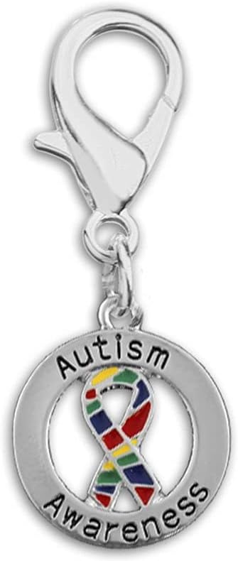 Fundraising For A Cause | Autism Awareness Ribbon Hanging Charms – Autism & Asperger’s Colorful Awareness Ribbon for Bracelets, Purses, Zipper Pulls, Dog/Cat Collars