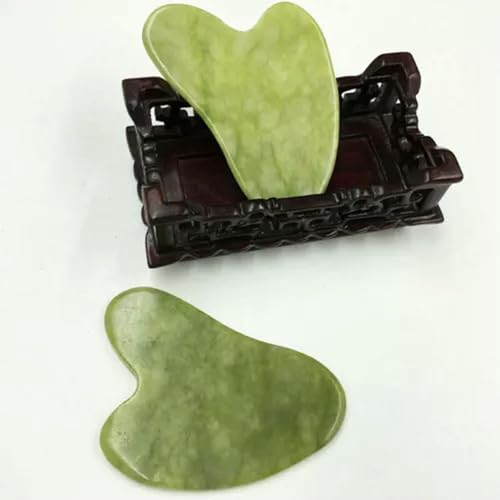 Planche Gua Sha en Pierre Naturelle de Jaspe Rose et Serpentine, Outil de Massage du Visage, Vert, 10 pièces