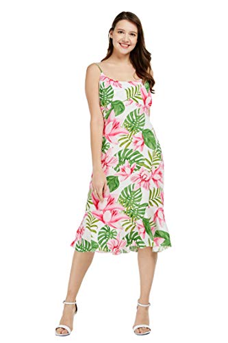 Image of Women's Hawaiian Mermaid Ruffle Dress Signature Prints | Mermaid Silhouette; Ruffle Hem; Soft Rayon Fabric; Signature Floral Prints; Resort Vacation Style