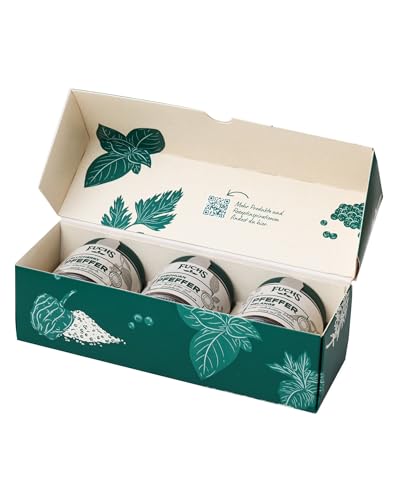 Fuchs Gewürze - Pfeffer Geschenkbox 'Erlesene Pfeffer' – 3 Pfeffersorten in hochwertigen...