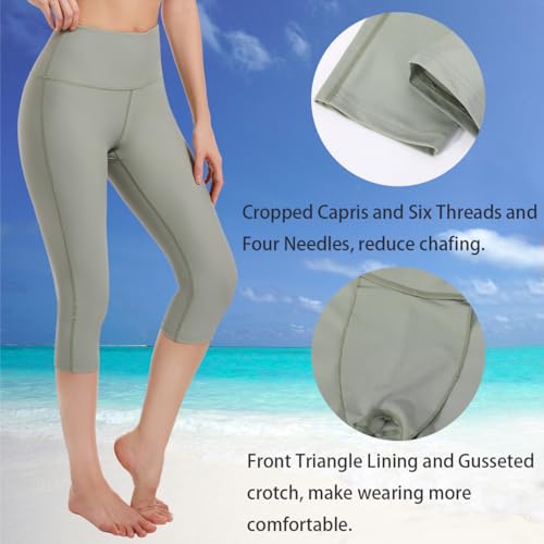 Image of Ubestyle UPF 50+ High Waist Women's Yoga Capri Leggings Swimming Tights Sun Protective