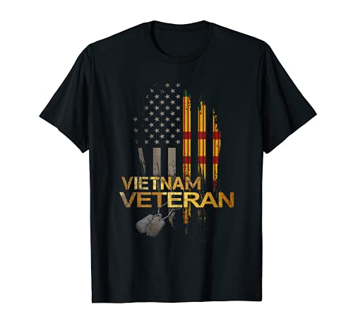 Vietnam veterano con bandera de Estados Unidos y VSM Camiseta
