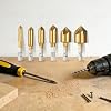 Countersink Drill Bit Set 6Pcs Titanium Coated Chamfer Bits with Hex Shank, 90-Degree 5-Flute Woodworking Metal Drilling Tool Kit for DIY Furniture Repair, Imperial Sizes 1/4 to 3/4 Inch