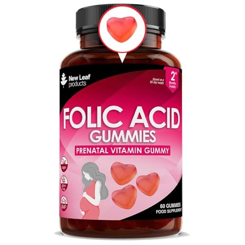 Folic Acid Pregnancy Gummies High Strength Folate Vitamins - Chewable Folic Acid Vegan Prenatal Vitamins for Women 400mcg, Vitamin B9 Prenatal Conception - Pregnancy Supplements, Real Fruit Juice
