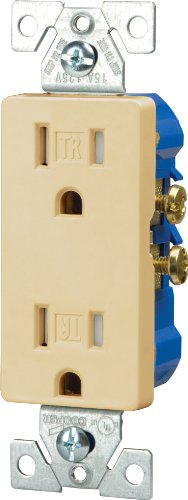 EATON Wiring TR1107V Tamper Resistant Decorator Duplex Receptacle, Ivory