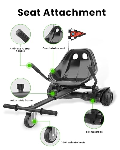 Image of Awwscooter K1 Go-Kart Seat Attachment for Self-Balancing Scooters, Adjustable Frame Fits 6.5 inch /8 inch /10 inch Boards, Easy Install, Kids & Family Fun (Scooter Not Included)-Carbon Black