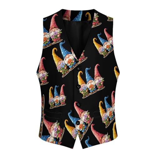 Gnome Men's Suit Vests Business Formal Dress Vest V-Neck Waistcoat for Wedding Casual4