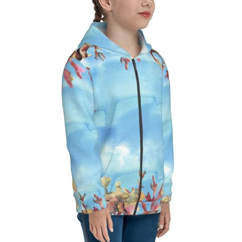 Sea and Fish Kid Hoodies Boys Zip Up Sweatshirts Girls Pullover with Pocket4