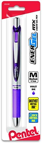 Set Of 15Pentel EnerGel RTX Retractable Liquid Gel Pen .7mm Metal Tip Violet Ink