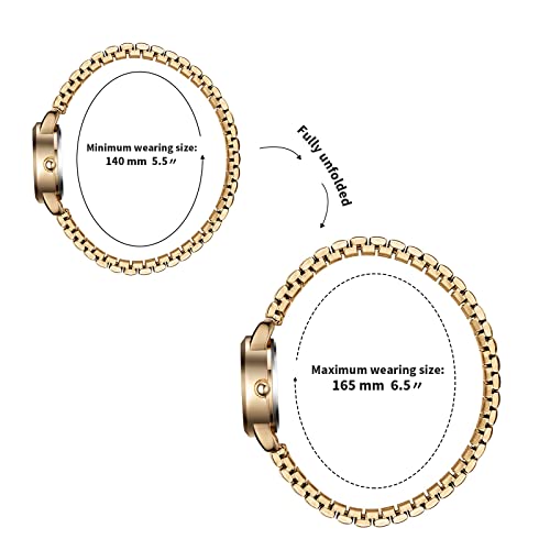 Boshiya Easy Reader 23Mm Stainless Steel Quartz Analog Expansion Band White Dial Watch For Women Small Wrists, Gold #TOP3