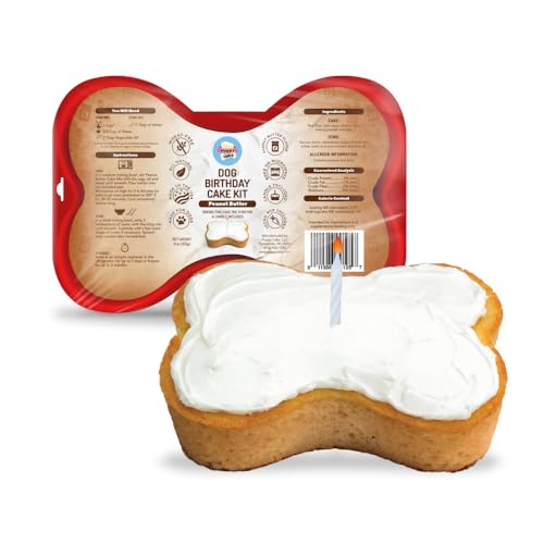 Puppy Cake Dog Birthday Cake Kit – Complete Cake Mix, Icing Mix, Candle, and Silicone Pan - Peanut Butter Flavor – Bake or Microwave – Perfect for Celebrating Your Dog’s Special Day – Made in USA