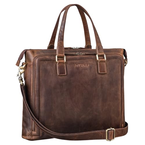 Bolso de negocios para mujer en cuero genuino ideal para llevar su portátil de 15 pulgadas