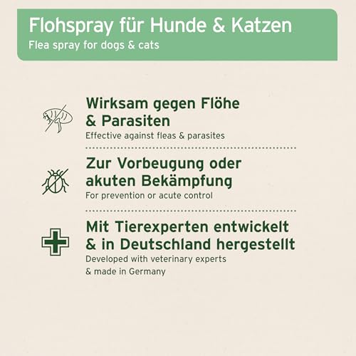 AniForte Flohspray für Hunde & Katzen 250 ml - Floh-Ex Spray zur Abwehr gegen Flöhe, Flohmittel bei Parasiten & Flohbefall, Antiflohmittel mit Geraniol & natürlichen Ölen