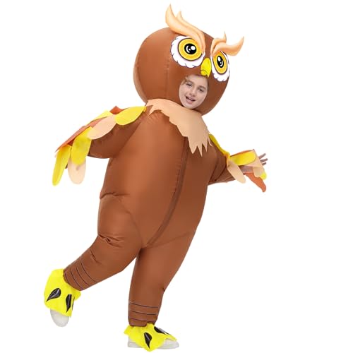Poptrend Costume gonflable de hibou gonflable pour adultes et enfants - Costume d'Halloween amusant pour homme et femme - Costume de fête (enfants)