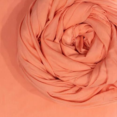Image of Plain Mulmul Soft Cotton Fabric | Lightweight Breathable Mulmul Cloth | Super Quality Natural Cotton Fabric for Kurta, Dress, Dupatta, Lining & Craft Use (Peach Punch, 1 Meter)