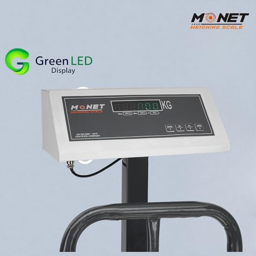 Image of MONET Platform Weighing Scale | Green Display Light | For Industrial And Commercial Use | 200kg Weight Limit With 20g Accuracy | 500X500 MM Scale Size