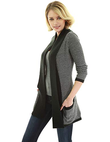 AmélieBoutik Women Open Front Long Sleeve Pocket Marled Sweater Cardigan3