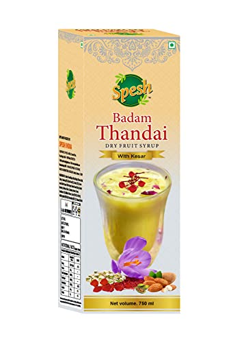 Image of SPESH Badam Thandai With Kesar Sharbat 700 ml | Instant Refreshing Drink | Perfect for Cocktails, Mocktails, Beverages, Juices, Milk Shakes & Desserts | Natural Summer Healthy Refreshing Flavored Drink